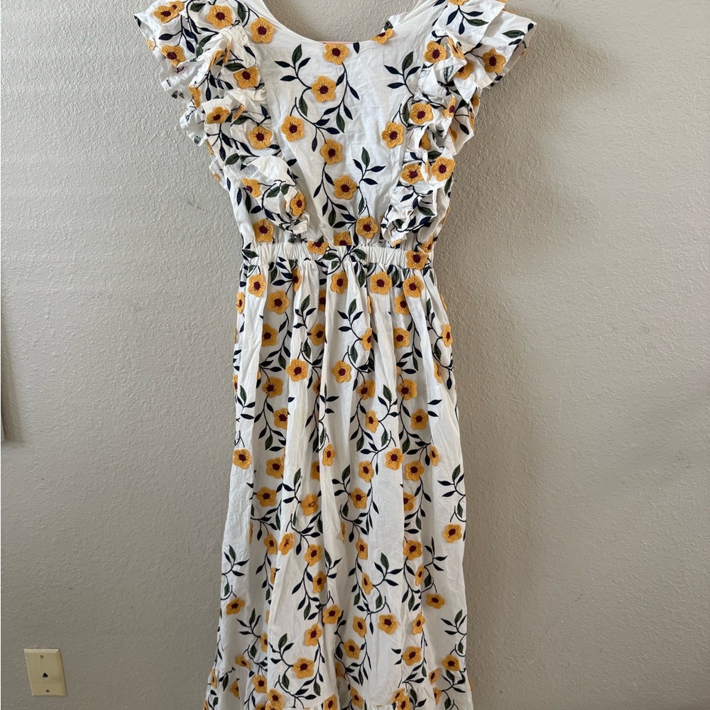 Just Me Floral Maxi Dress - White and Yellow